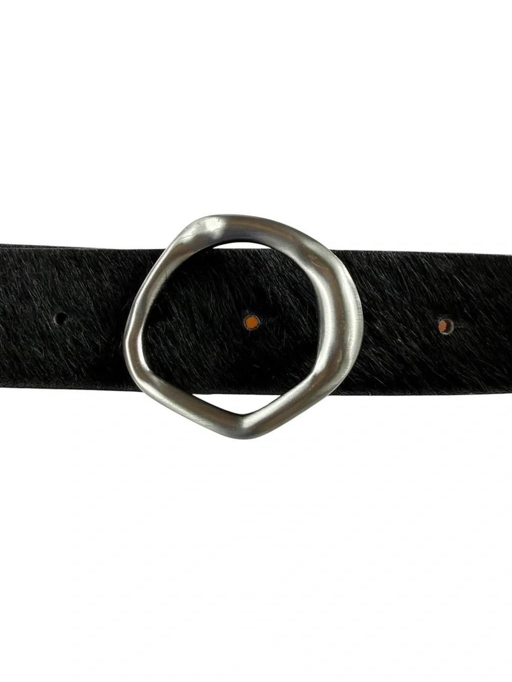 Something Navy Molten Buckle Calf Hair belt, S